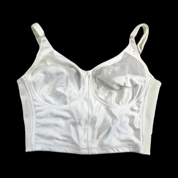 Vintage JC Penney SIZE 36C Union-Made Cream Longline Floral Wireless Bra USA - Picture 1 of 6